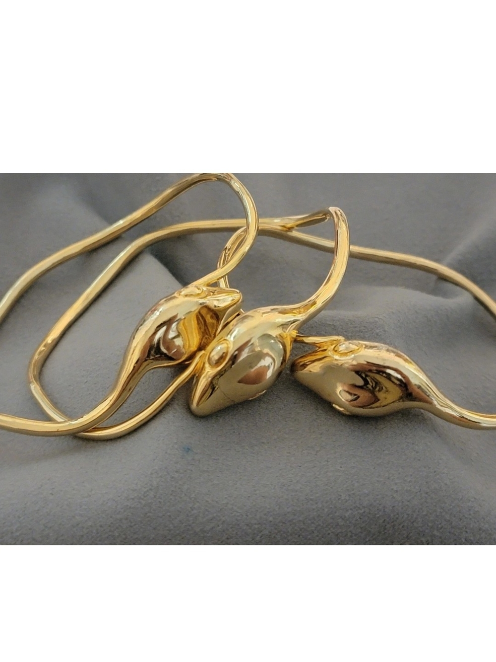 Tory Burch Polished Gold Snake Stacking Bangle Bracelet Set